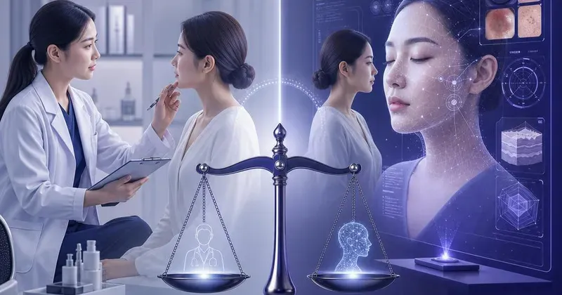 Ilustrasi artikel: AI vs Konsultasi Manual: Mana Untung untuk Klinik?